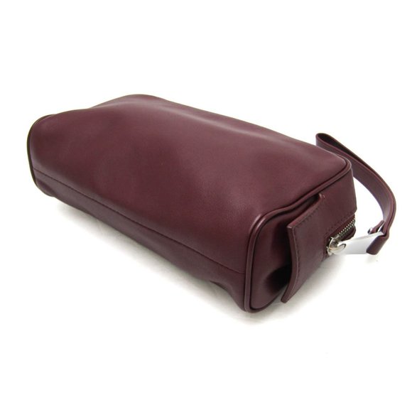 Bottega Veneta Men,Women Leather Clutch Bag Bordeaux - Picture 2 of 11